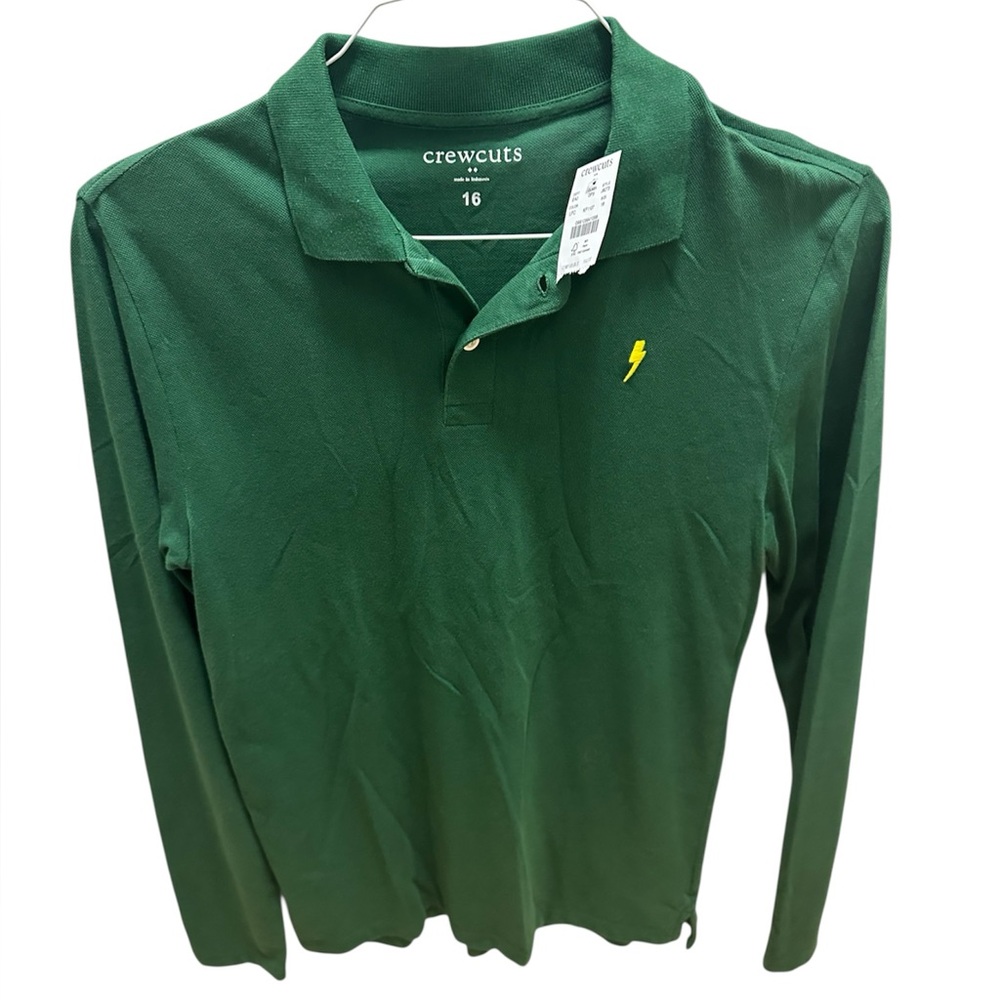 Crewcuts Forest Green Polo with Lightning Bolt